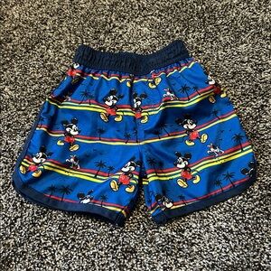 Disney Baby Mickey Mouse Swim Trunks, Blue with Beach/Tropical Print 18M